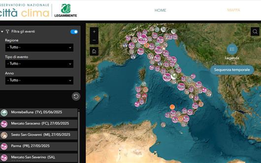 Mappa del rischio climatico nelle città italiane, a cura dell'Osservatorio Nazionale Città Clima  di Legambiente