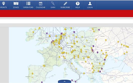 Mappa europea dei gasdotti dell'European Network of Transmission System Operators for Gas